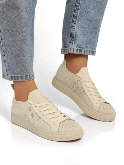 Beige Damiani sneakers - light fabric/eco-leather sneakers for summer