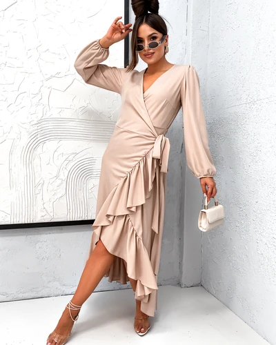 Royalfashion Naiste midi kleit volangidega