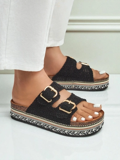Royalfashion Women's platform sandals with buckles CorkStyle
