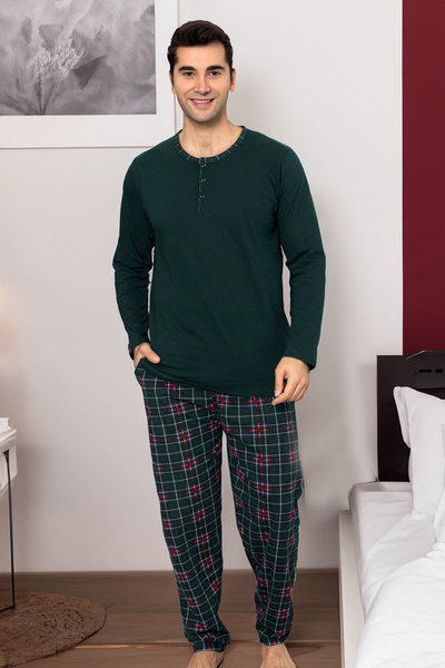 Royalfashion Mans Baumwoll-Pyjamas im karierten Muster