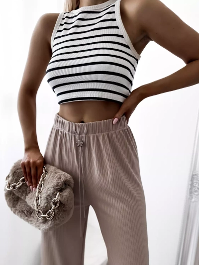 Helepruunid naiste laiad soonikpüksid - Rõivad