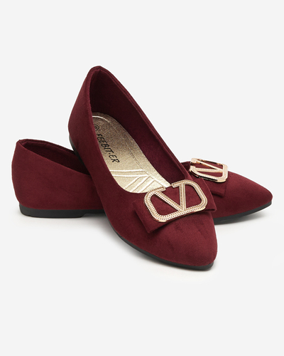 Women's burgundy ballerinas with an ornament on the toe Cavo - Footwear