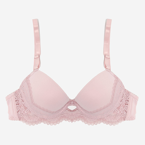 Women's pink bra with lace - Underwear