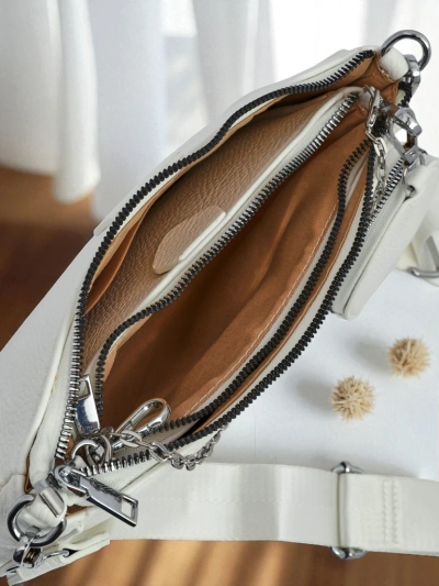 Aurelia Bianca – Small White Women's Eco-Leather Handbag with Chain