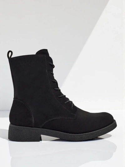 Matte Faux Leather Lace-up Women's Ankle Boots Treviline