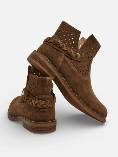 Ażurowe botki damskie ze skóry naturalnej Unimi