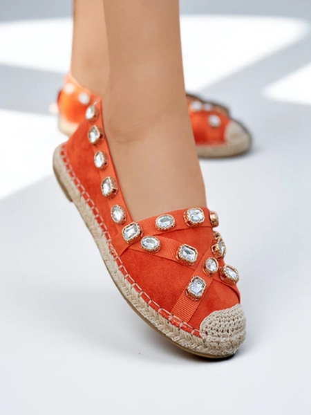 Orange women's espadrilles with Wamba crystals - Footwear
