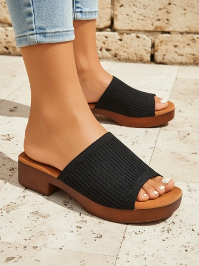 Royalfashion Женские шлепанцы на низком каблуке Ribbed Grace