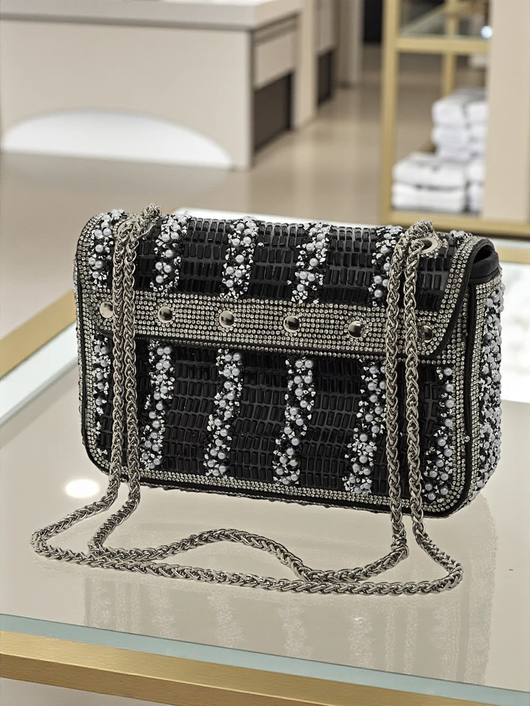 Women's Envelope Clutch with Cubic Zirconia Zyora