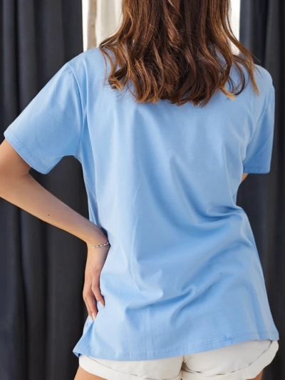 Royalfashion Женская футболка из хлопка LOVE с стразами