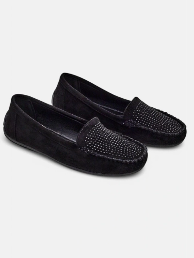 Royalfashion Women's moccasins with rhinestones Ezuess