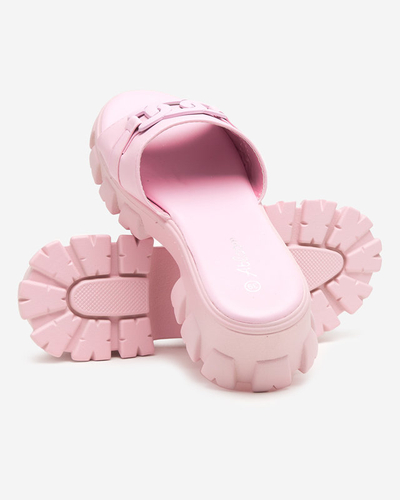 OUTLET Фиолетовые женские тапочки на толстой подошве Inza-Shoes