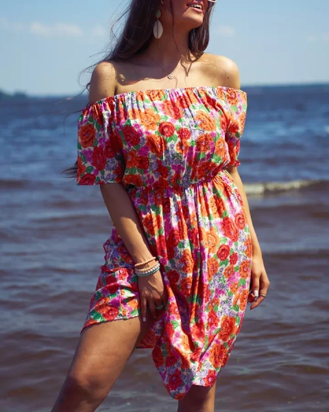 Royalfashion Naiste lilleline minikleit a'la hiszpanka punane