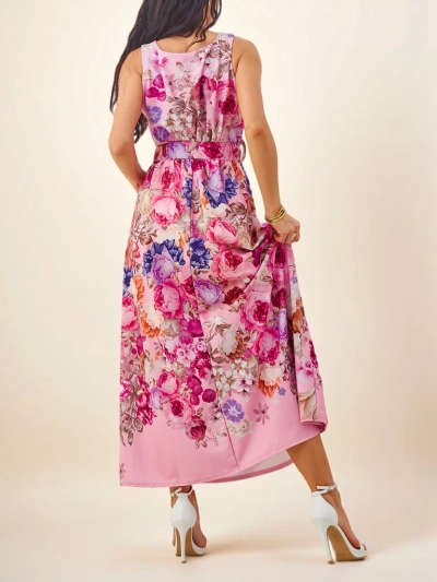 Royalfashion Women's midi dress with straps, featuring a belt in various floral patterns