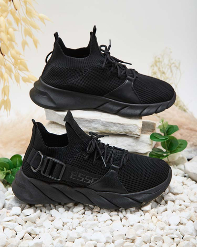 Esmeralda Black Flat Heel Sneakers
