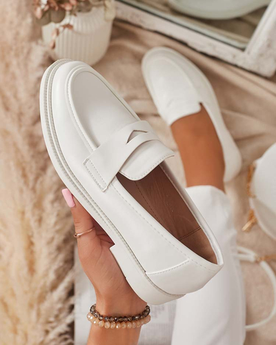 White women's moccasins made of eco leather Zibom- Footwear
