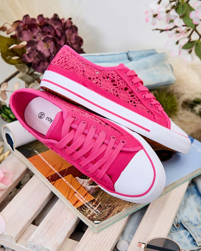 Женские кеды Callista Fuksja - легкая ткань, плоская подошва 2,5 см