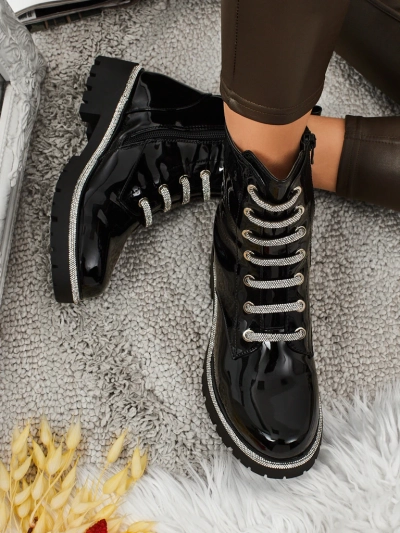 Fjorra Women's Patent Lace-up Ankle Boots