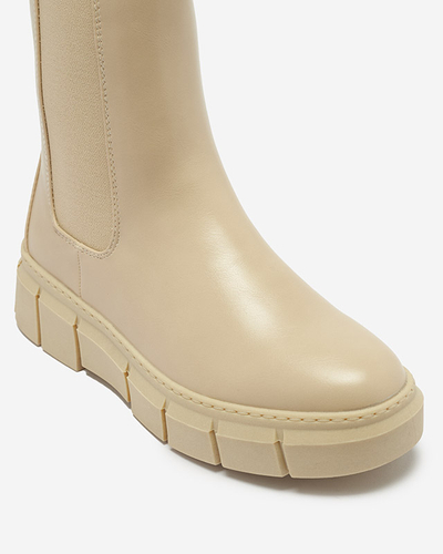 Women's platform boots in beige Couell- Footwear