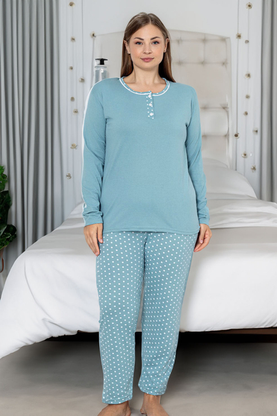 Royalfashion Naiste Puuvillane 2-osaline Polka Dot Pijama PLUS SUURUS