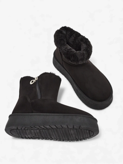 Naiste poolsaapad Aurora mustad ökoloogilisest nahast talveks