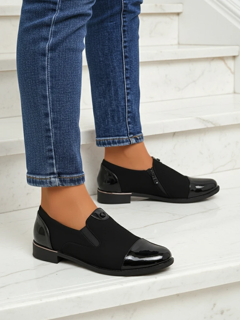 Aurelia Nero – элегантные женские полуботинки Royalfashion из матовой кожи