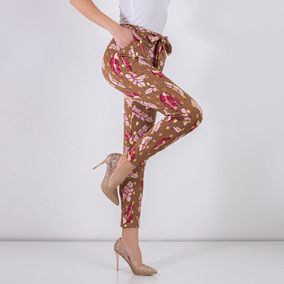 Коричневые женские штаны с принтом