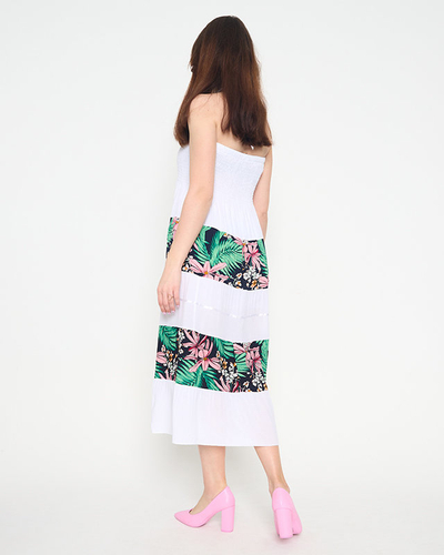 Women's white floral midi dress - Clothing