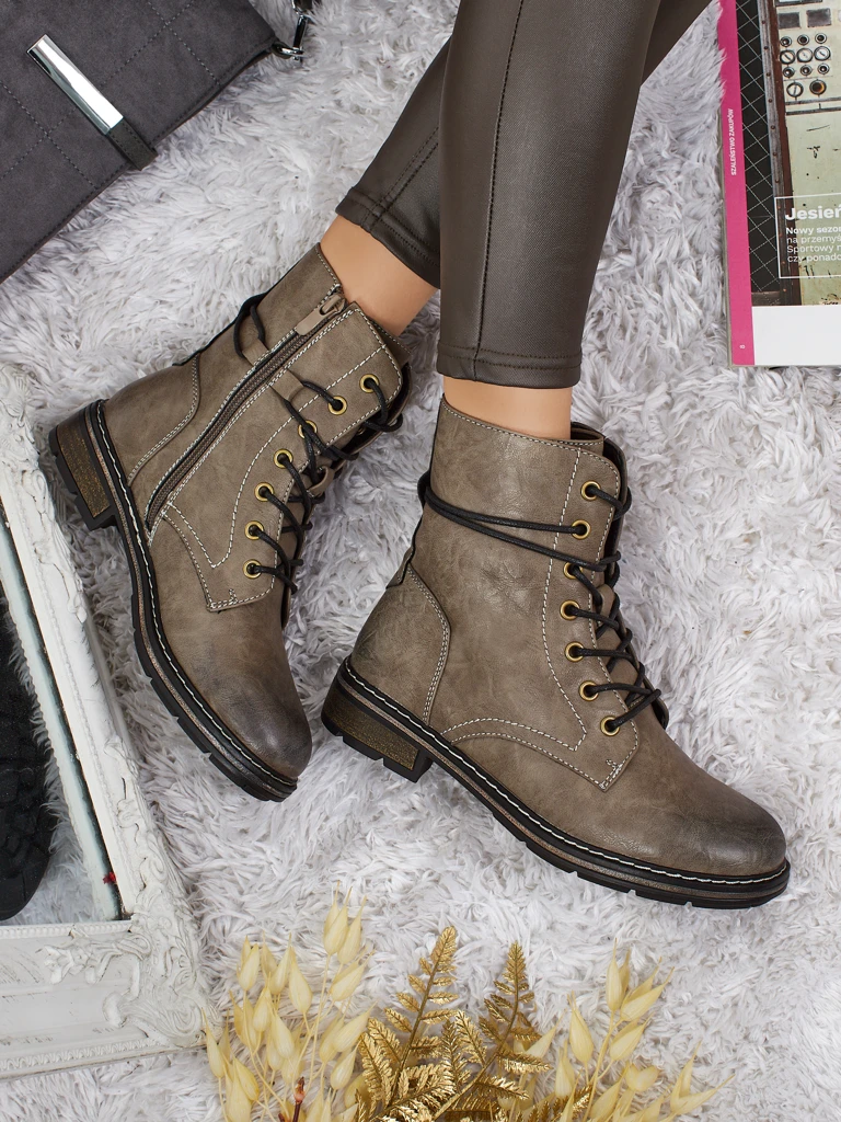 Eco-leather laced women's ankle boots Ravonna