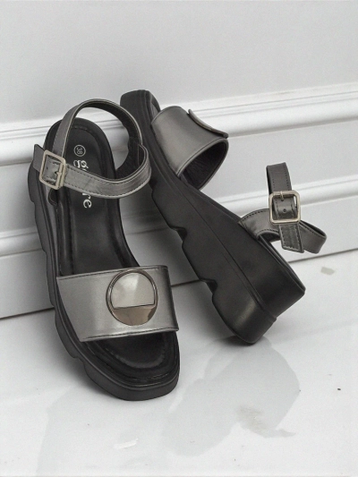 Hera Azzurro women's graphite eco-leather wedge sandals for summer