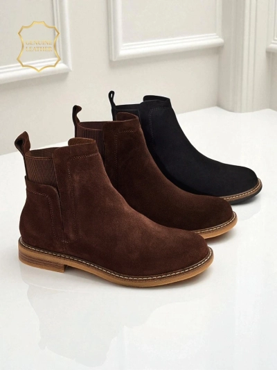 Cuoio Elegante: Brown Suede Ankle Boots for Stylish Women