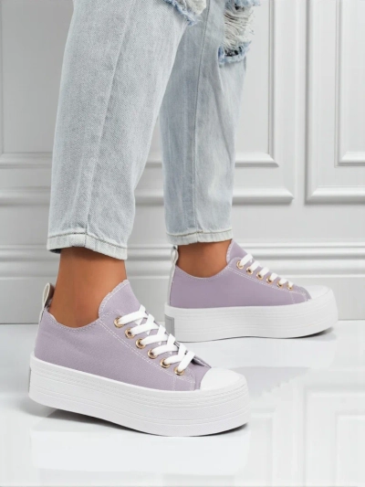 Purple Callista women's platform sneakers – summer/autumn, flat heel