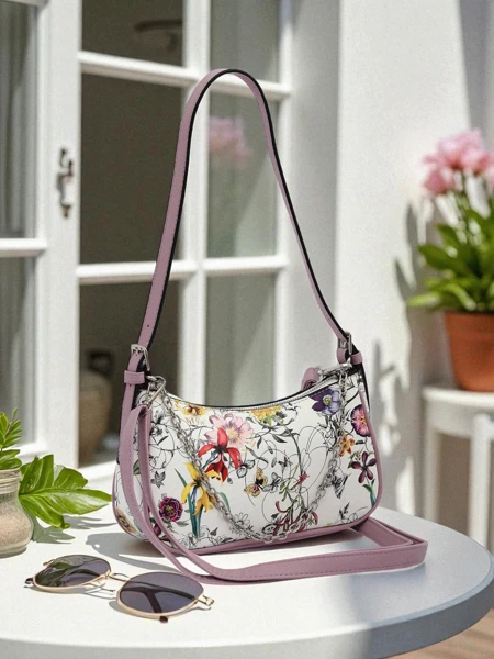 Royalfashion Väike naiste käekott ökonahast, lillemustriga, Lily Bloom