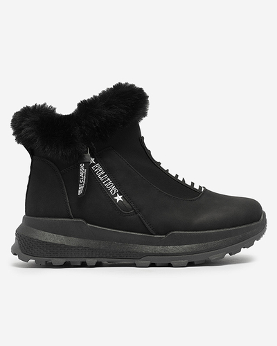 Valentina Black Fur Ankle Boots