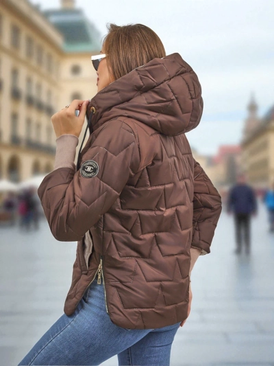 Women's Quilted Jacket with Hood and Cuffs on Sleeves Silent Ridge