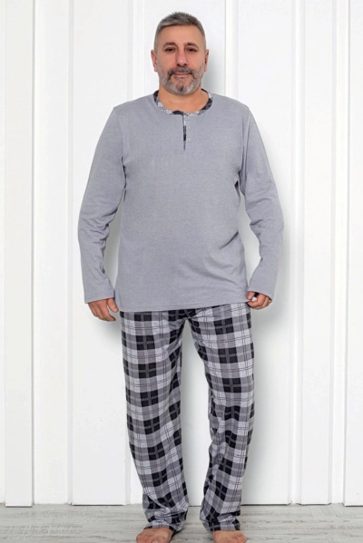 Royalfashion Men's checkered cotton pajamas PLUS SIZE