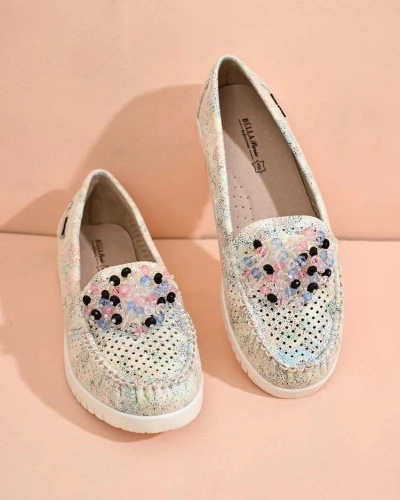 Royalfashion Women's beaded openwork moccasins Namis