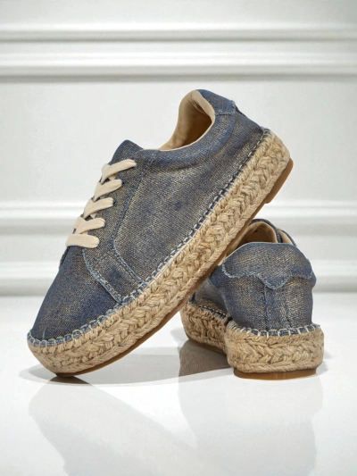 Aurelia Denim Espadrilles – women's flat heel fabric sneakers
