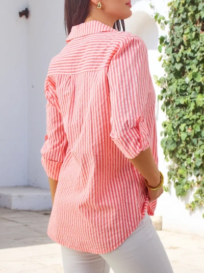 Royalfashion Naiste triibuline puuvillane särk sidumisega allservas