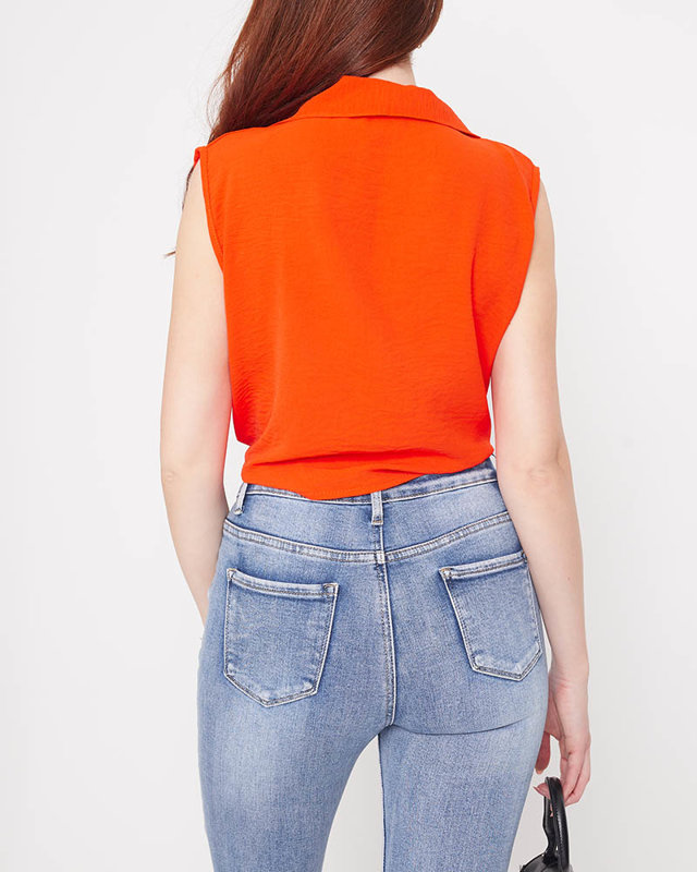 Nööpidega kinnituv oranž crop top pluus - Riietus