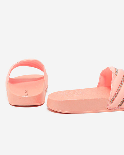 Bright pink women's flip-flops with zircons Erikis - Footwear