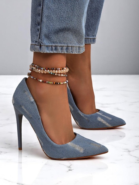 Royalfashion Naiste kõrge kontsaga kingad Denim Chic