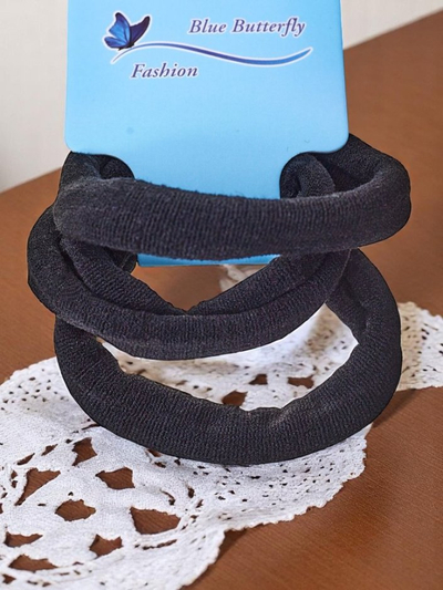Royalfashion Set of 3 Black Hair Ties Nero
