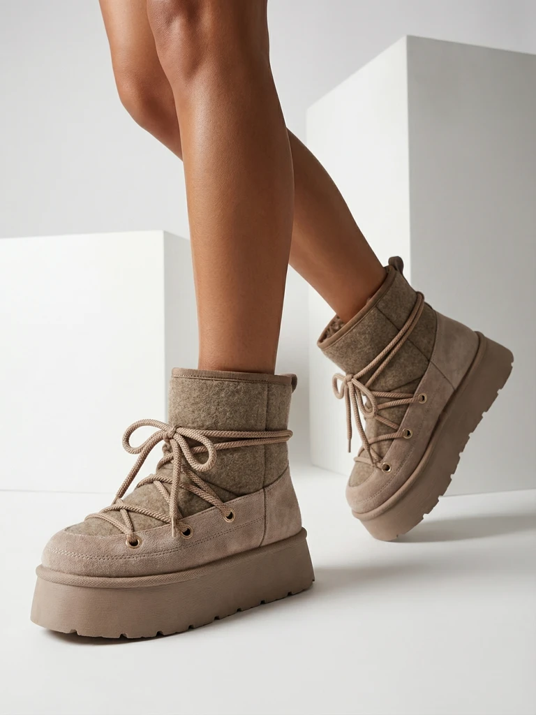 Royalfashion Women's lace-up Filori snow boots