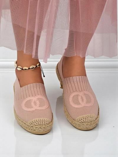 Theodora women's espadrilles, pink, made of suede ecological leather, flat