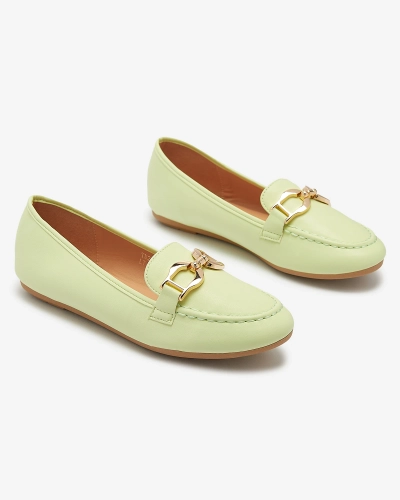 Зеленые женские мокасины из экокожи с украшением Wiwet-Footwear