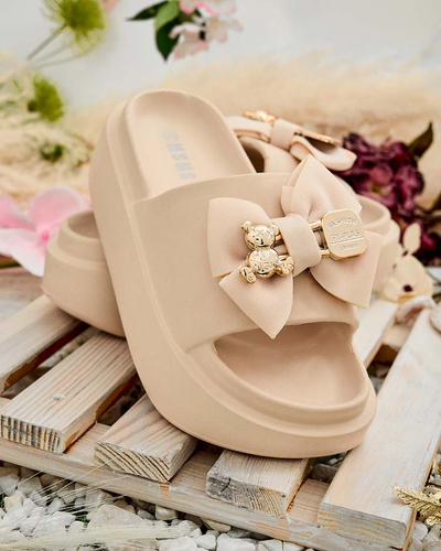 Royalfashion Women's rubber flip-flops with decorative bow Apis