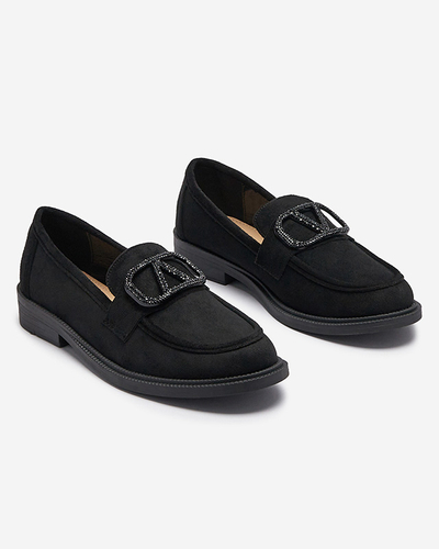 Черные женские мокасины с орнаментом Fogras- Footwear