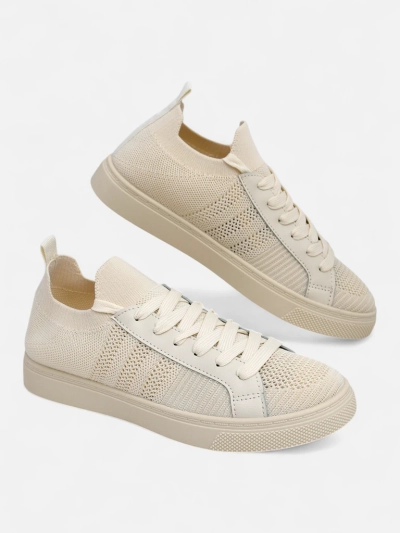 Beige Damiani sneakers - light fabric/eco-leather sneakers for summer