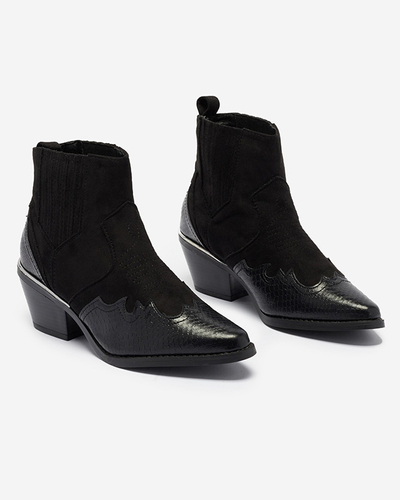 Mustad öko seemisnahast kauboisaapad madalal postil Zirras - Jalatsid